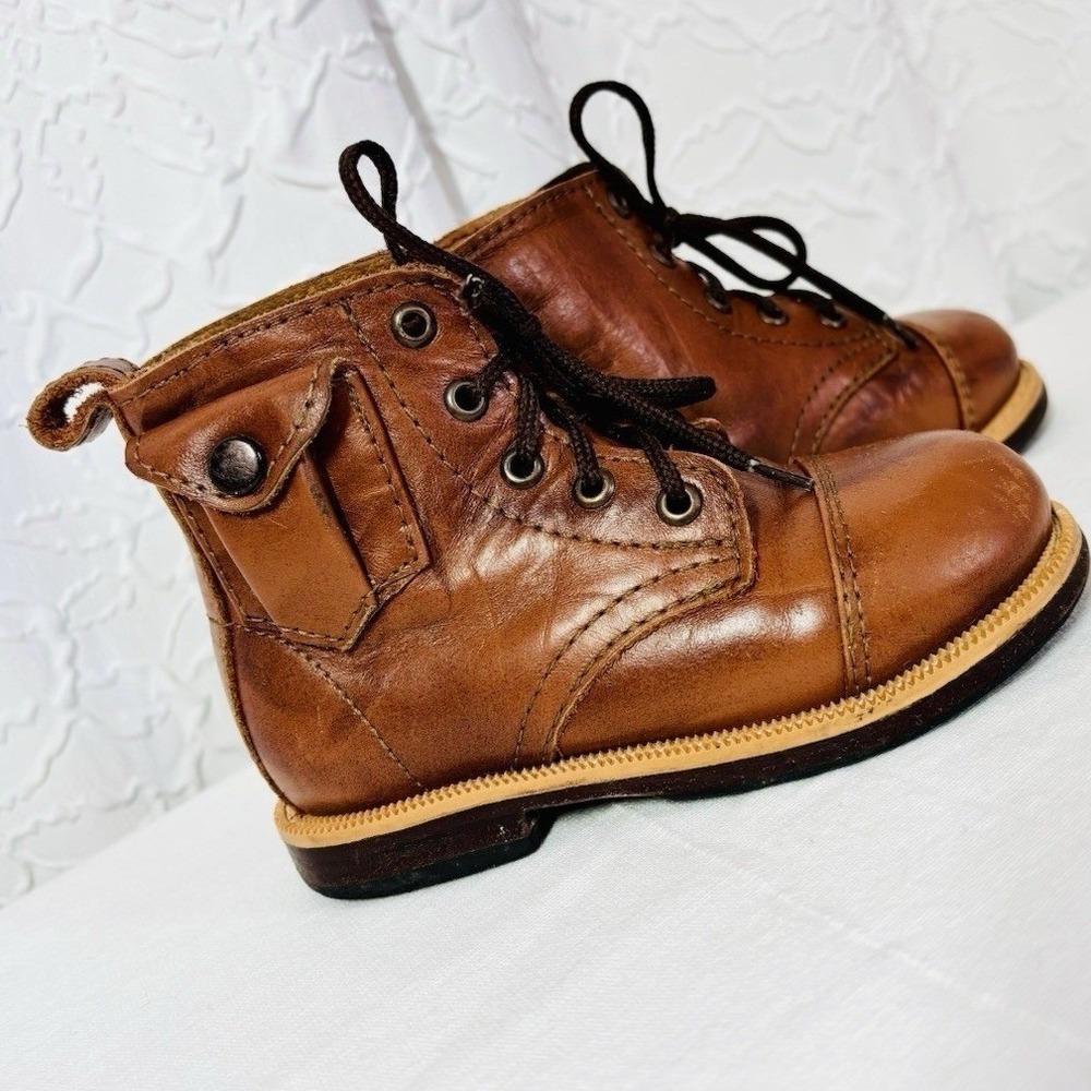 Mikoleon Brown Leather Heirloom Classic Lace Up Boots Shoes Kid's Size 23 US 7 - Picture 5 of 9